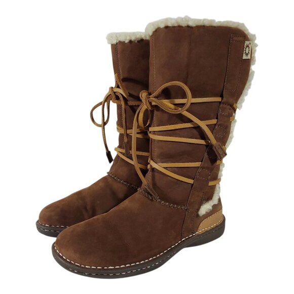 UGG Catalina Tall Nubuck Lace-up Adjustable Calf Shearling Int Boot - 7 Women - Picture 1 of 15